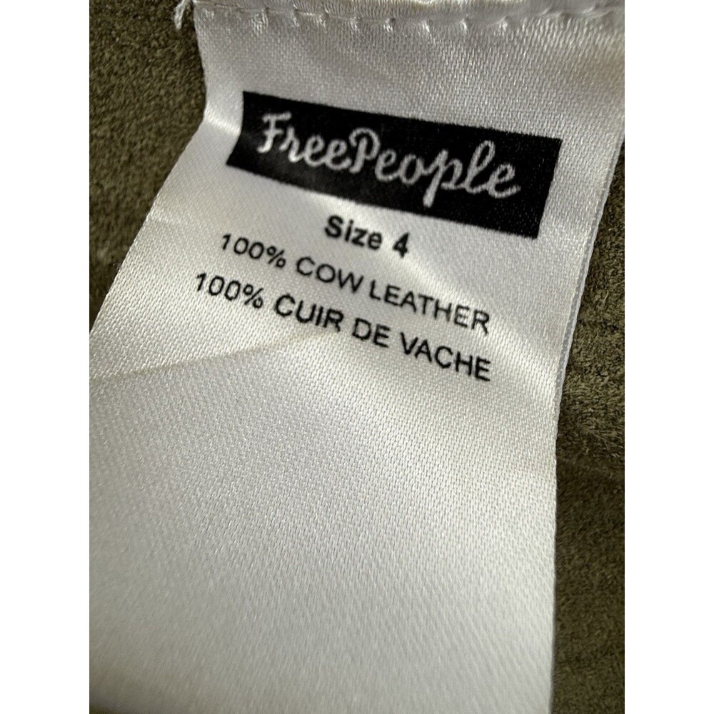 Free People Suede Mini Dress Women Sz 4 Green Genuine Suede Boho Festival GUC - Picture 7 of 14